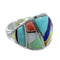 Sterling Silver Multicolor Inlay Ring Size 6-3/4 AX53167